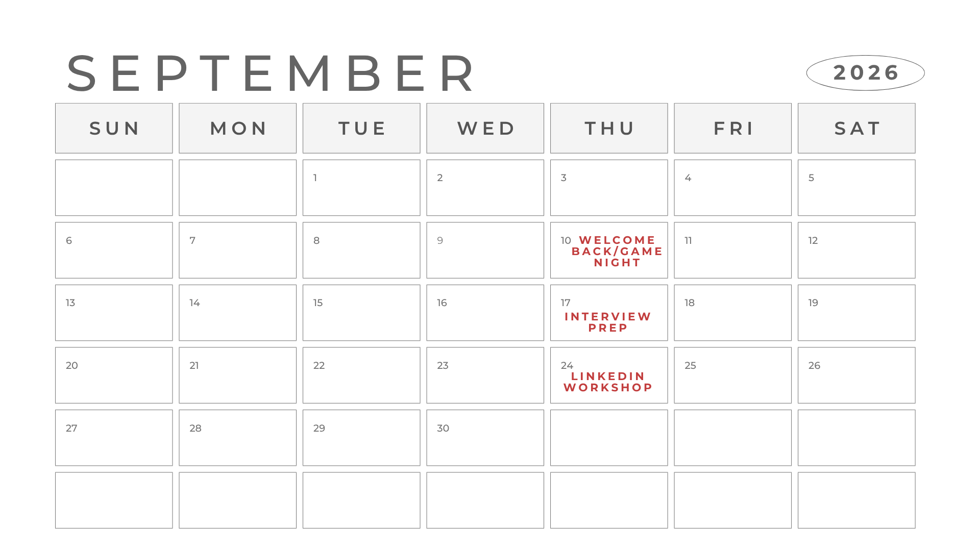 Actuary Club 2026 Calendar